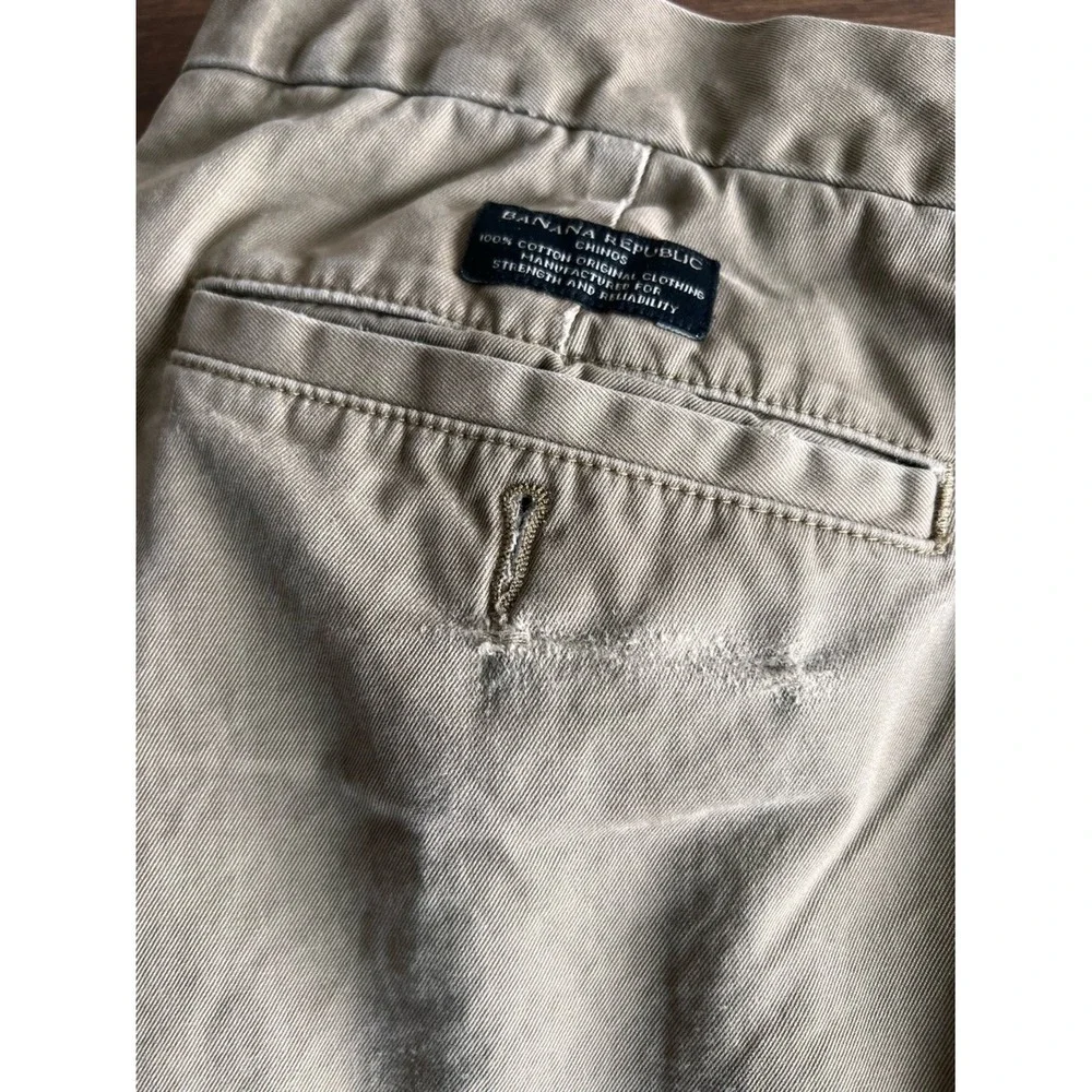 Banana Republic Bundle of Two Pairs 35x32 Gavin Chinos in Khaki Tan‎ with Flaws